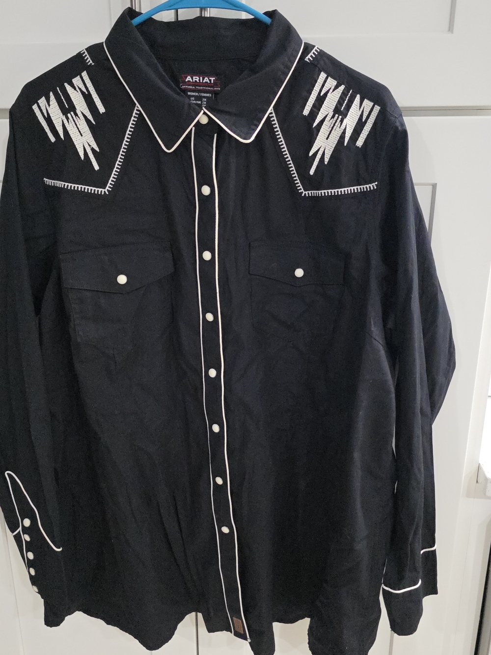 Ariat Black Western Snap-Front Shirt with White Piping